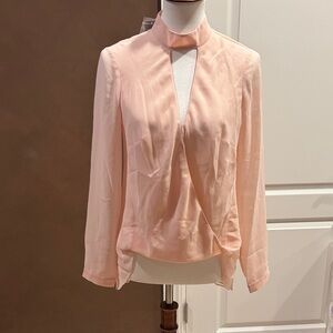 bebe Soft Pink Blouse with Keyhole Detail